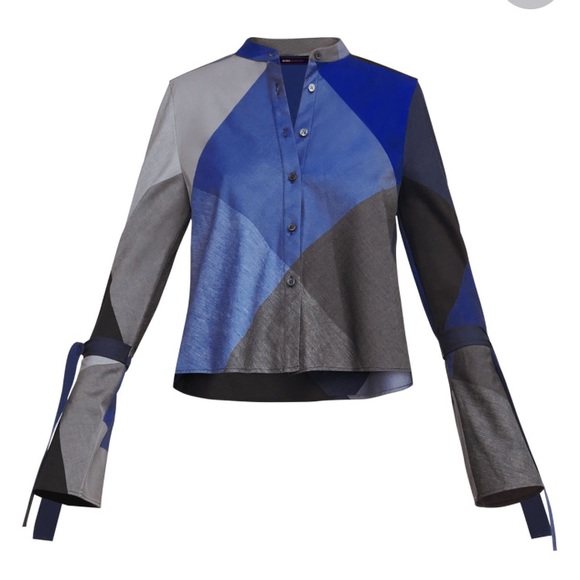 NWT BCBGMaxAzria "MARRISA" Blue Colorblock Top - Picture 4 of 4